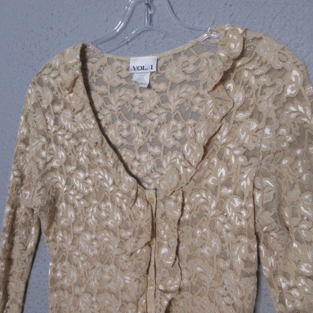 Vintage Y2K 90s Fairy Top Floral Lace Ruffle Sheer Romantic Coquette Victorian